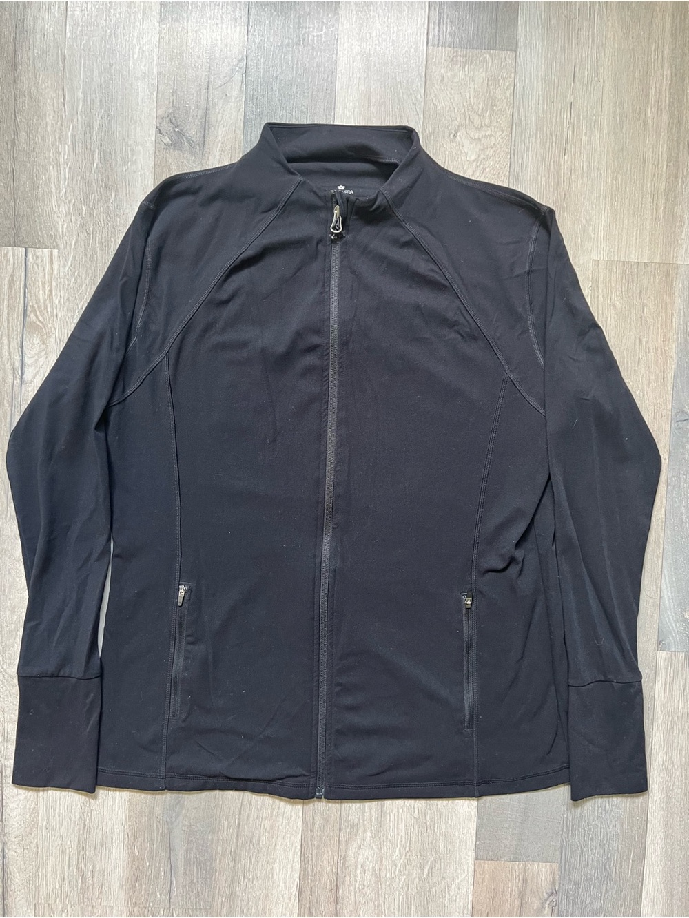 Athleta Black Full Zip Athletic Jacket with Thumbholes size L woman’s